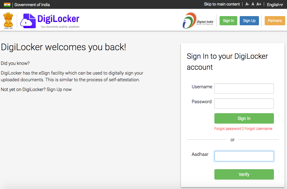 DigiLocker Web-Site