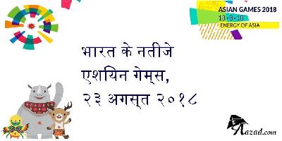 २३ अगस्त, २०१८ के नतीजे, भारत की जीत और हार।